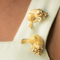 Paire de Broches Castors en or