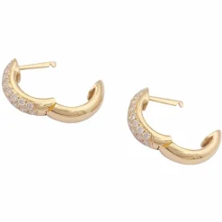 Paire de créoles or jaune, diamants.