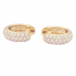 Paire de créoles or jaune, diamants.