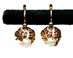 Paire de Dormeuse Perle et Or Rose