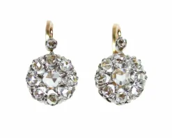 Paire De Dormeuses Marguerite Or et Diamants