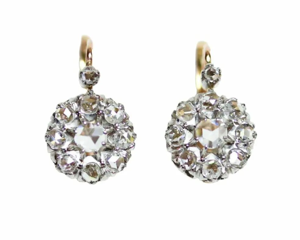 Paire De Dormeuses Marguerite Or et Diamants