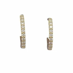 Paire de petites créoles en or jaune, diamants.