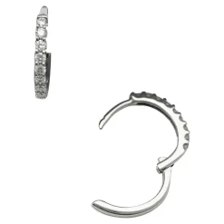 Paire de petites créoles en or blanc, diamants.