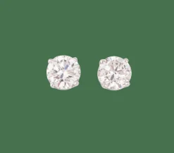Paire de puces diamant sur or gris 4 griffes