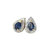 Paire de puces d'oreilles en or gris et jaune saphirs et diamants