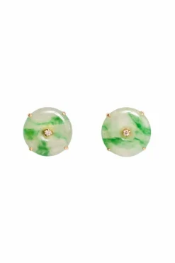 Paire de puces d'oreilles disques jadéite