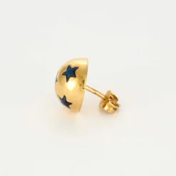 Paire de puces d’oreilles or jaune saphirs