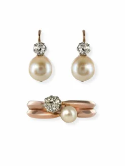 Parure ancienne perles fines et diamants