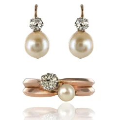 Parure ancienne perles fines et diamants