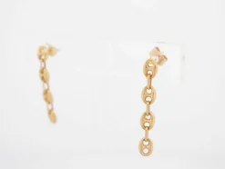 parure collier + boucles d'oreilles maille grain de cafe or 18k