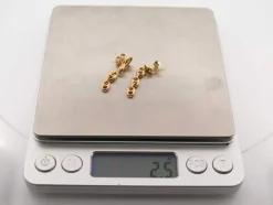 parure collier + boucles d'oreilles maille grain de cafe or 18k
