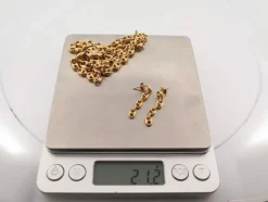 parure collier + boucles d'oreilles maille grain de cafe or 18k