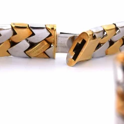 PARURE COLLIER ET BOUCLES D'OREILLES - OR BLANC ET JAUNE 18 KT