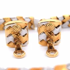 PARURE COLLIER ET BOUCLES D'OREILLES - OR BLANC ET JAUNE 18 KT