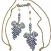 Parure collier négligé et boucles d’oreilles en or jaune et argent, diamants, Napoléon III