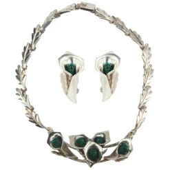 Parure en argent et malachite