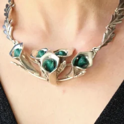 Parure en argent et malachite
