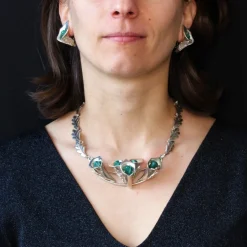 Parure en argent et malachite
