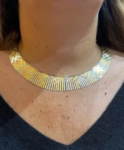 Parure or 3 couleurs , collier ruban et bracelet