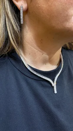 Parure or blanc Collier rivière de diamants et Boucles d’oreilles