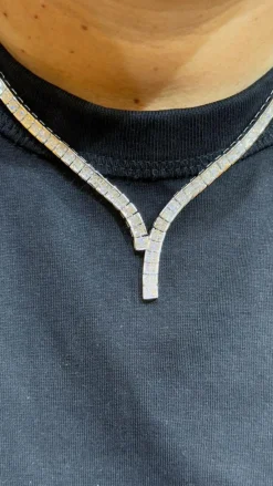Parure or blanc Collier rivière de diamants et Boucles d’oreilles