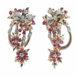 Pendantes, diamants et rubis
