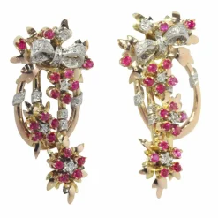 Pendantes, diamants et rubis