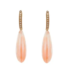 Pendants d'oreilles anciens corail peau d'ange perles fines