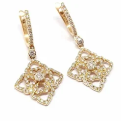 Pendants d'oreilles dentelle diamants or rose