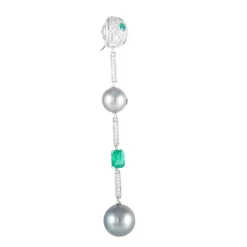 PENDANTS D'OREILLES, DIAMANTS & EMERAUDES
