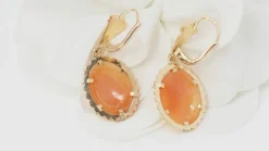 Pendants d'oreilles en or jaune et camée