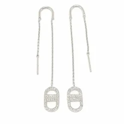 Pendants d'oreilles liens diamants or blanc