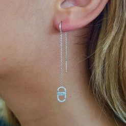 Pendants d'oreilles liens diamants or blanc
