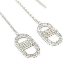 Pendants d'oreilles liens diamants or blanc