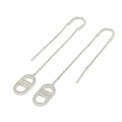 Pendants d'oreilles liens diamants or blanc
