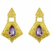 Pendants d'oreilles or améthystes