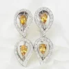 Pendants d'oreilles or blanc, citrines et diamants