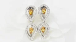 Pendants d'oreilles or blanc, citrines et diamants