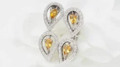 Pendants d'oreilles or blanc, citrines et diamants