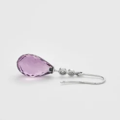 Pendants d'oreilles Or blanc Améthystes Diamants