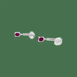 Pendants d'oreilles or blanc, diamants et rubis.