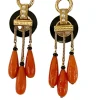 Pendants d'Oreilles Or Onyx Corail