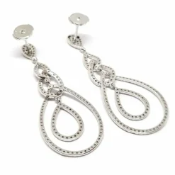 Pendants d'oreilles poire diamants or blanc