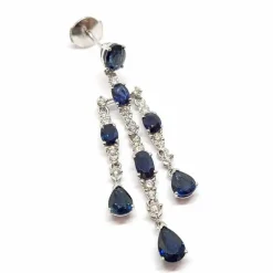 Pendants d'oreilles saphirs diamants or blanc