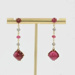 Pendants d'oreilles tourmalines spinelles et diamants