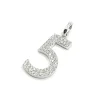Pendentif "5" or blanc serti de diamants
