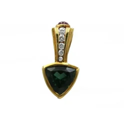 Pendentif - Or, Diamants, Rubis & Tourmaline verte
