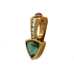 Pendentif - Or, Diamants, Rubis & Tourmaline verte