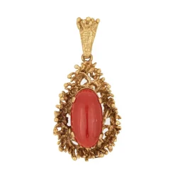 Pendentif abstrait en corail rouge des années 70